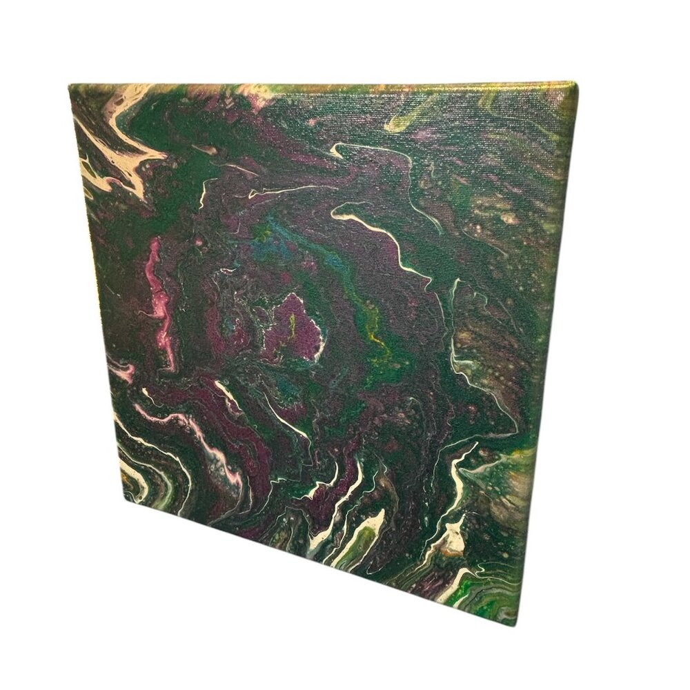 12In X 12In Green & Multicolored Canvas Wall Painting. Home, Office, Decor.